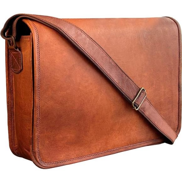 14 inch Vintage Crossbody Genuine Leather 13.3-inch Laptop Messenger Bag Gifts